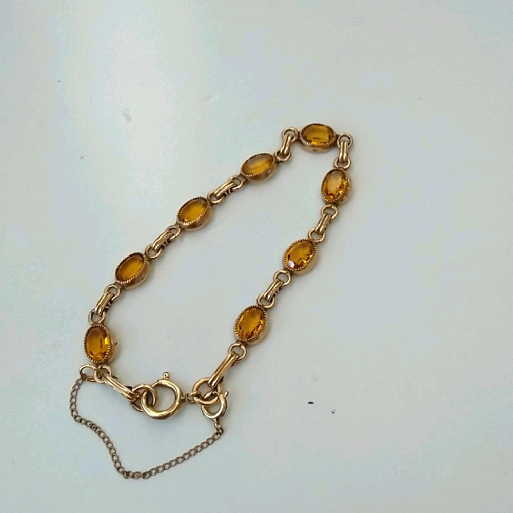 Genuine Vintage  Citrine or Yellow Topaz Bracelet